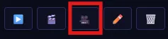 The row of action buttons on an episode in the author dashboard, with the video camera button highlighted